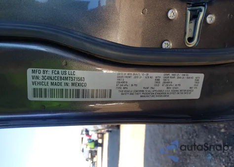 2021 Jeep Compass 80Th Anniversary Fwd z USA, uszkodzony, nr VIN 3C4NJCEB4MT571563